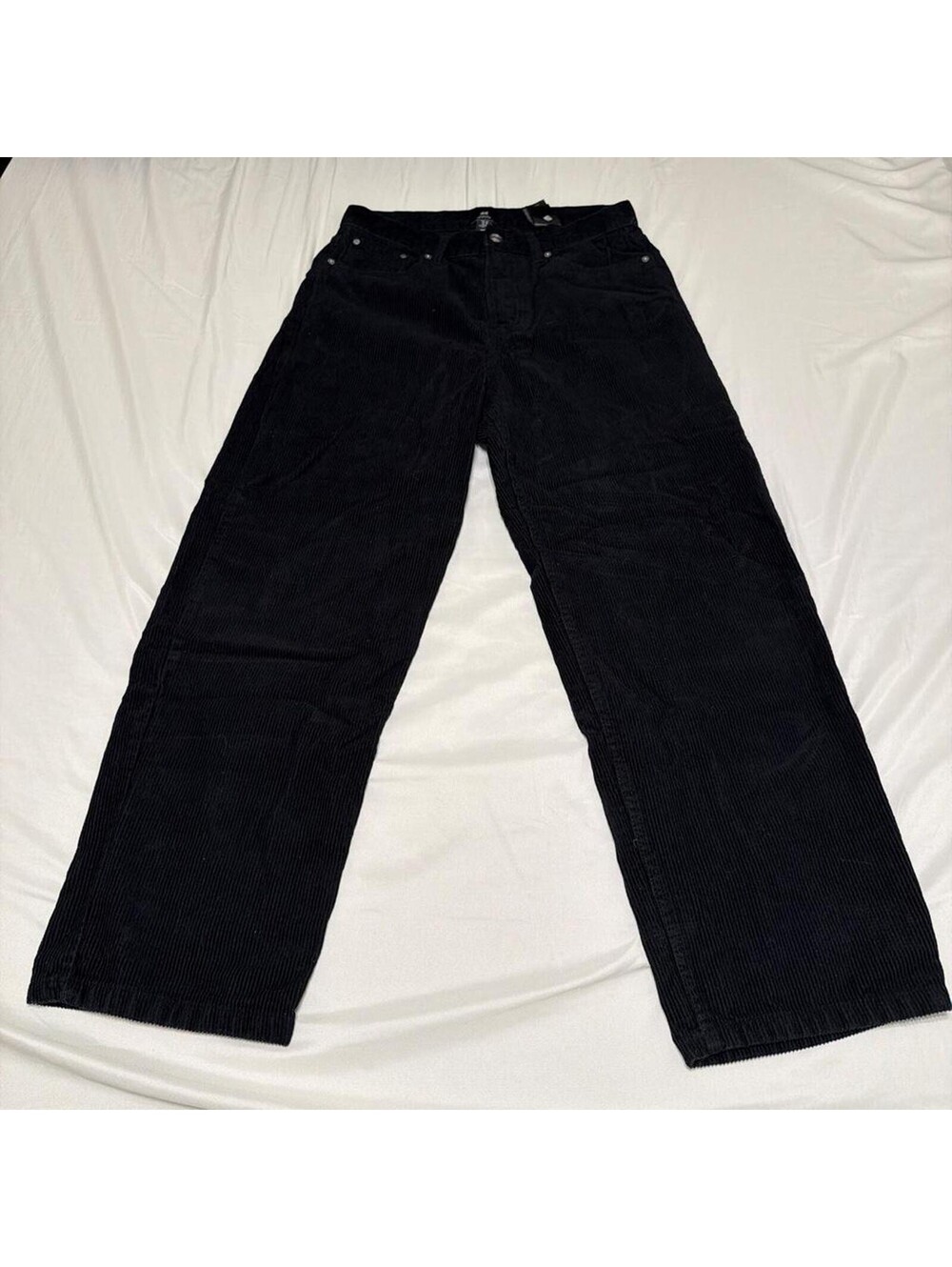 H and m black corduroy wide leg